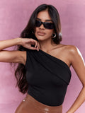  | SHEIN MISSGUIDED Jersey Asymmetric One Shoulder Ruched Sleeveless Top | Sweater | Shein | OneHub