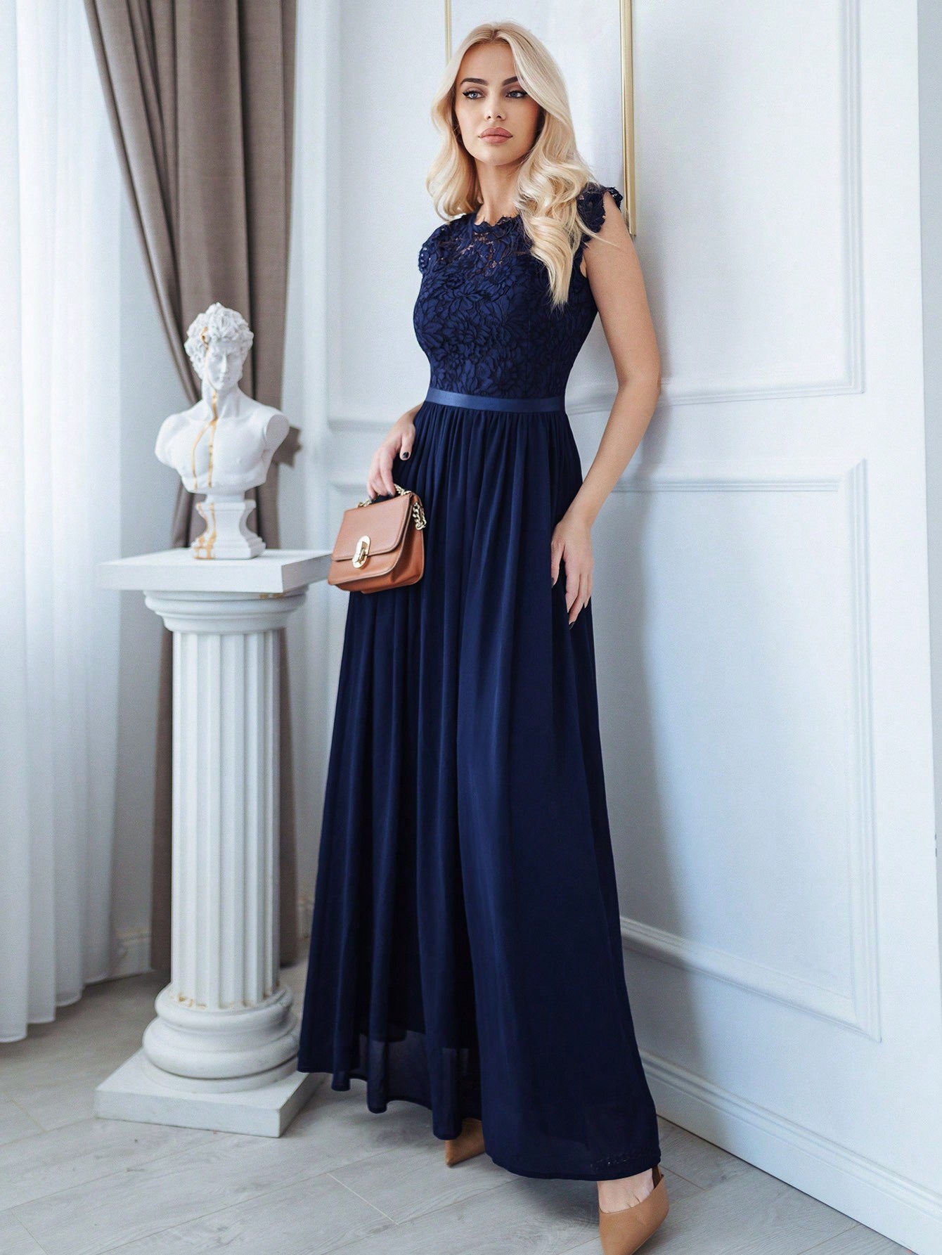  | SHEIN MIUSOL Floral Lace Bodice Chiffon Ribbon Waist Maxi Formal Dress | Dress | Shein | OneHub