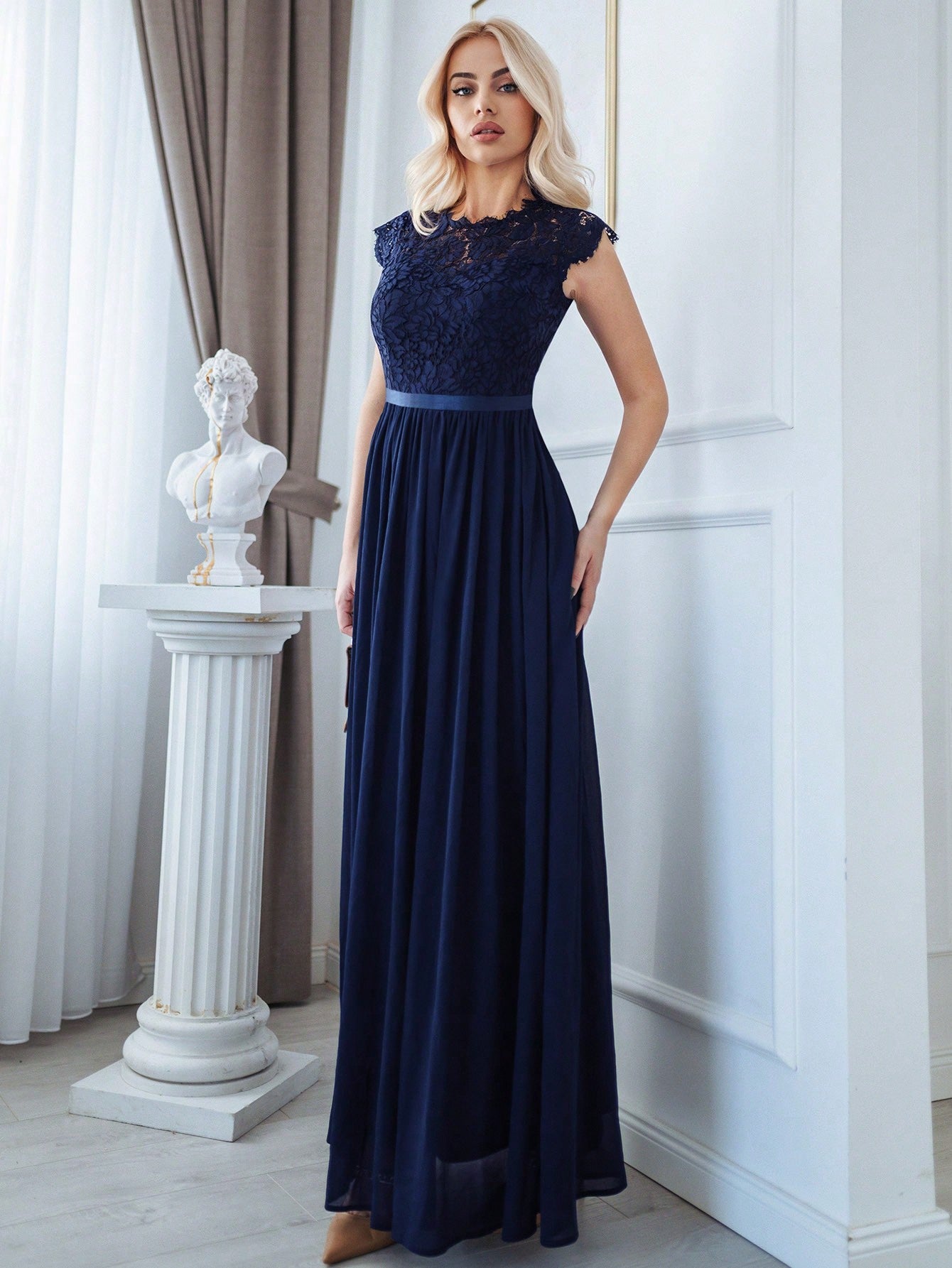  | SHEIN MIUSOL Floral Lace Bodice Chiffon Ribbon Waist Maxi Formal Dress | Dress | Shein | OneHub