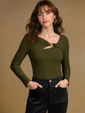 SHEIN MOTF PREMIUM CUT OUT FITTED T-SHIRT, AUTUMN/WINTER