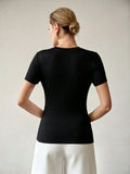 SHEIN MOTF PREMIUM SUMMER FASHION VERSATILE SLIM FIT ROUND NECK WOMEN'S T-SHIRT