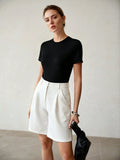SHEIN MOTF PREMIUM SUMMER FASHION VERSATILE SLIM FIT ROUND NECK WOMEN'S T-SHIRT