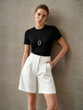 SHEIN MOTF PREMIUM SUMMER FASHION VERSATILE SLIM FIT ROUND NECK WOMEN'S T-SHIRT