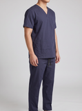 NOBLE Unisex Solid V-Neck Medical Scrub Top & Pants Set with Pockets, Professional Healthcare Uniform for Doctors & Nurses