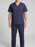 NOBLE Unisex Solid V-Neck Medical Scrub Top & Pants Set with Pockets, Professional Healthcare Uniform for Doctors & Nurses