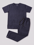 NOBLE Unisex Solid V-Neck Medical Scrub Top & Pants Set with Pockets, Professional Healthcare Uniform for Doctors & Nurses
