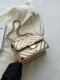  | SHEIN Mini Metallic Quilted Push Lock Flap Chain Square Bag | Bags | Shein | OneHub