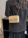  | SHEIN Mini Metallic Quilted Push Lock Flap Chain Square Bag | Bags | Shein | OneHub