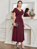  | SHEIN Modely Burgundy Red Ladies' Solid Color Simple Arabian Daily Modest Long Sleeve Dress Long Evening Dresses | Dress | Shein | OneHub