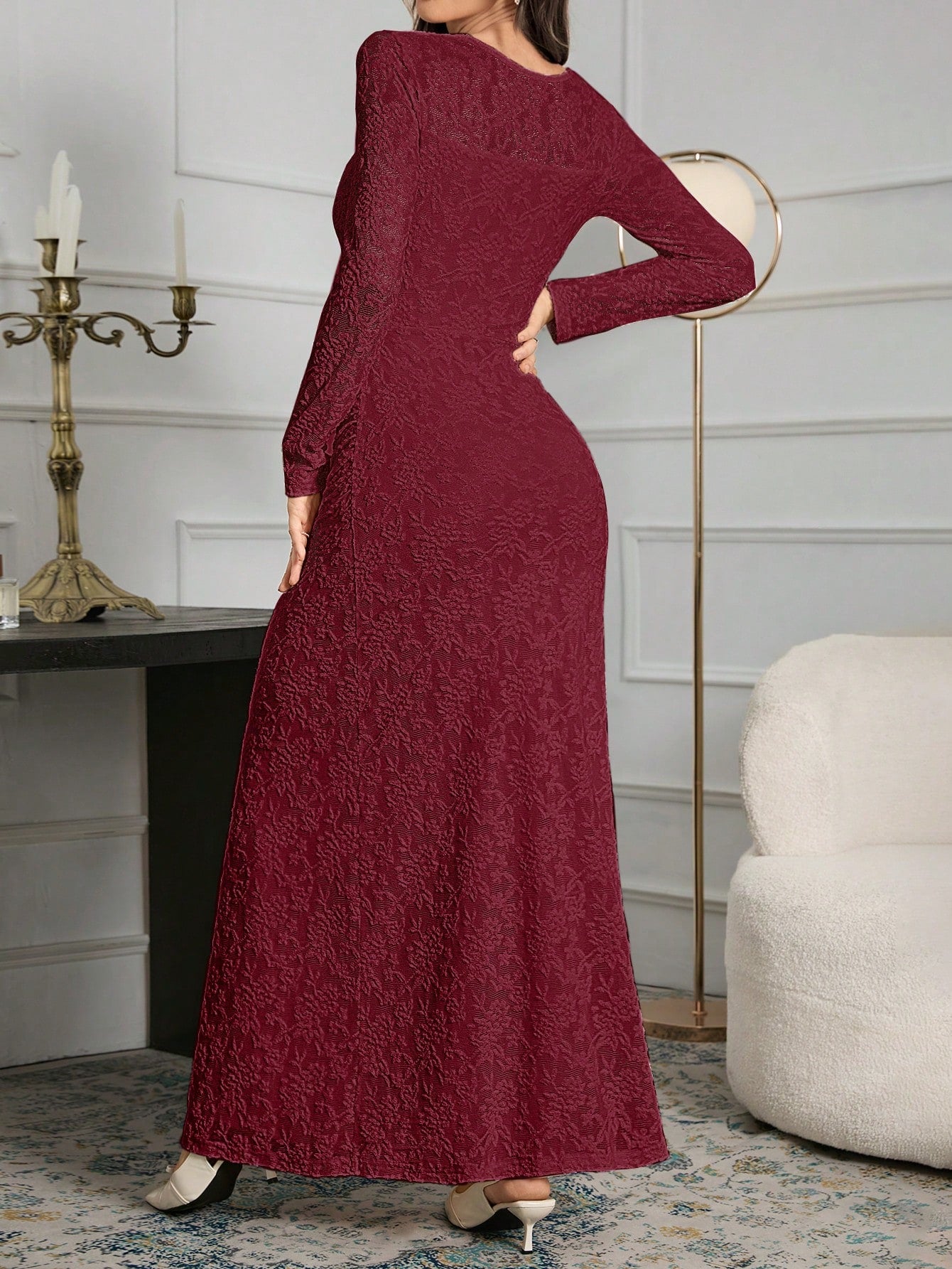  | SHEIN Modelyn Elegant White Lace Slim Fit Long Dress For Women Long Evening Dresses | Dress | Shein | OneHub