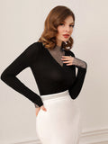  | SHEIN Modelyn Mesh Insert Sheer Black Tee | Blouse | Shein | OneHub