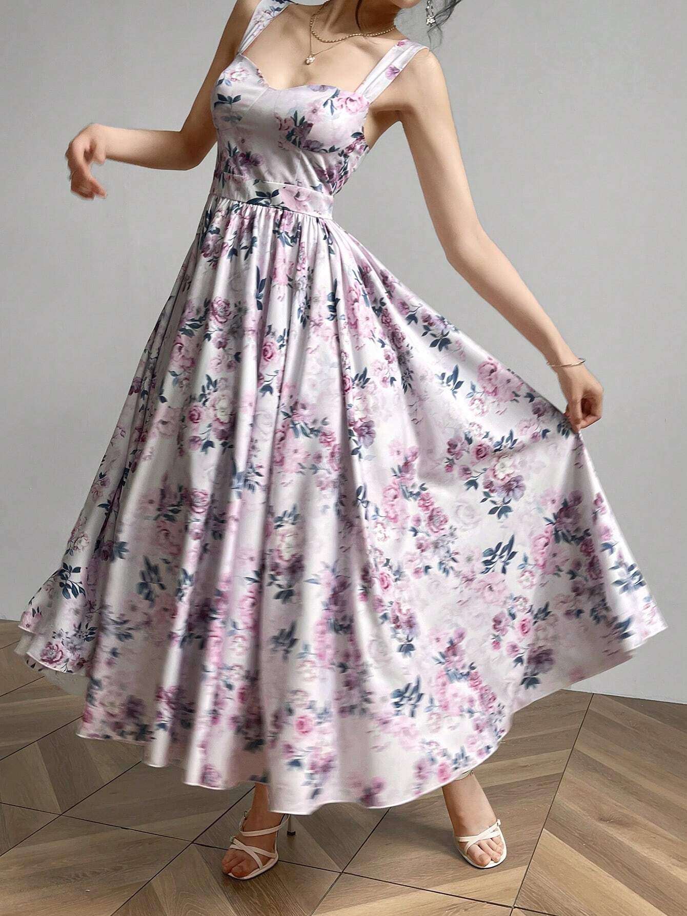  | SHEIN Modelyn Women Random Floral Print Casual Sleeveless Dress Maxi Women Outfit Long Evening Dresses | Dress | Shein | OneHub