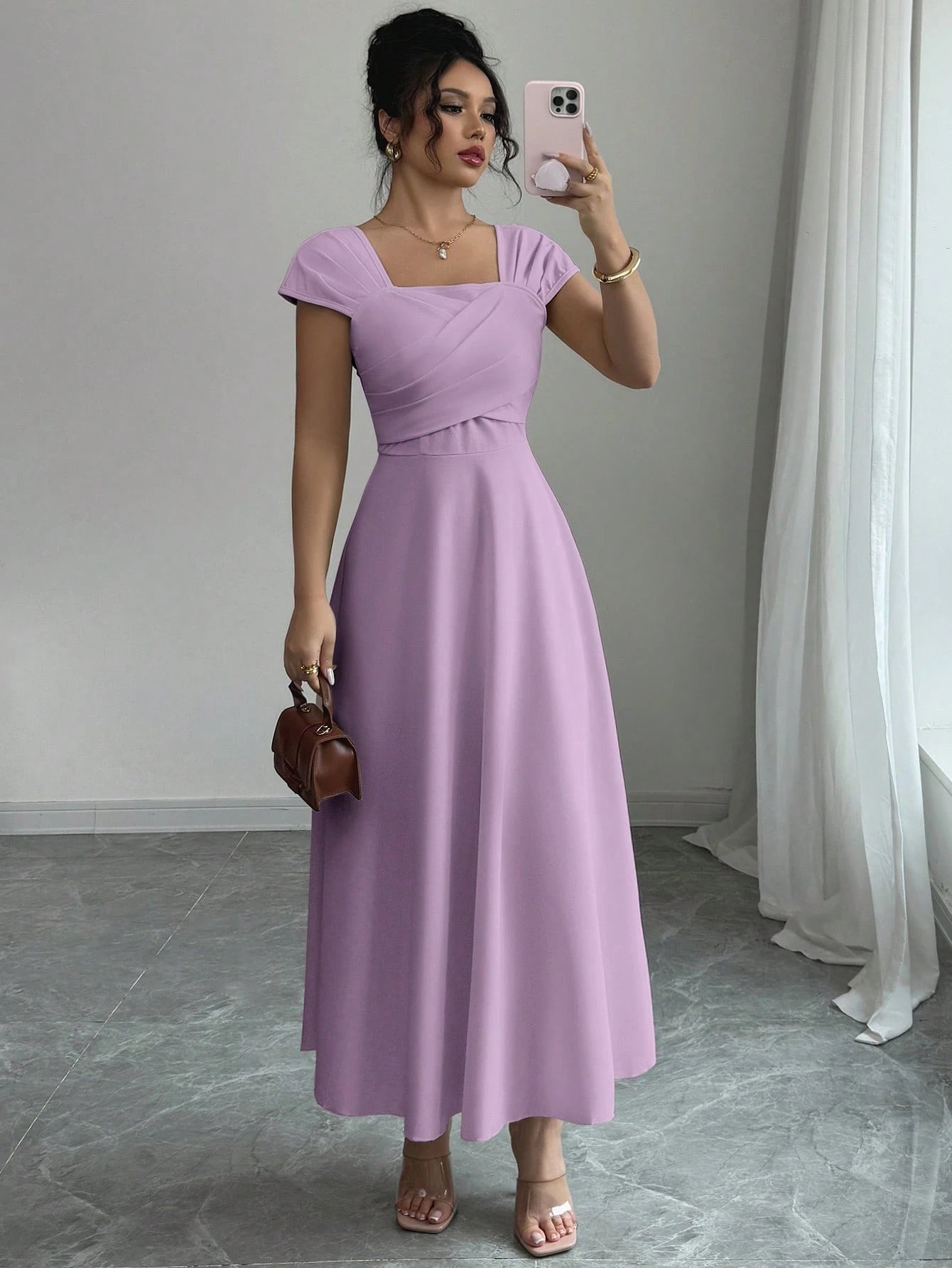 SHEIN Modelyn Women's Elegant Solid Color Dress, Summer | Dress