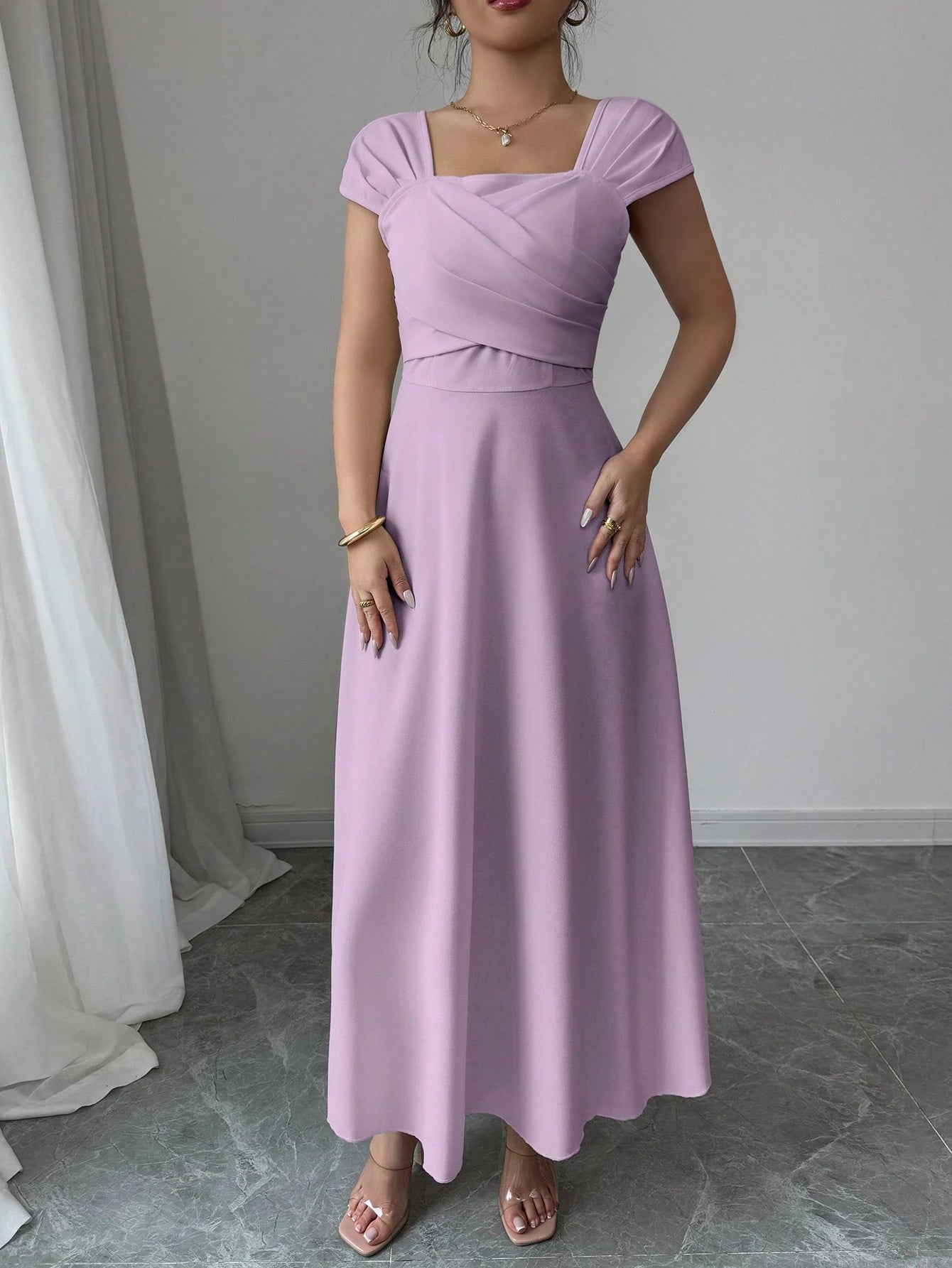 SHEIN Modelyn Women's Elegant Solid Color Dress, Summer | Dress SHEIN Modelyn Women's Elegant Solid Color Dress, Summer | Dress