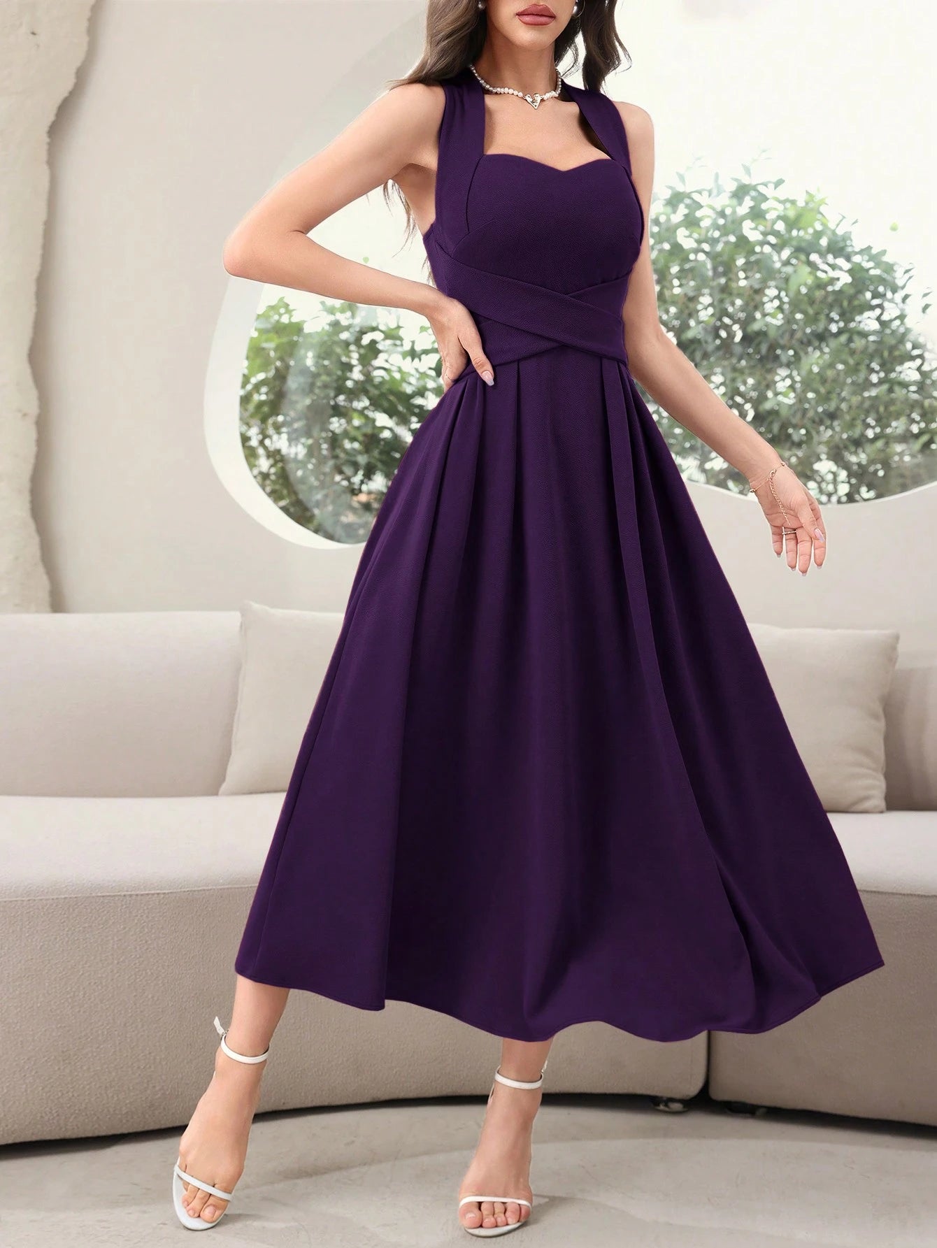 shein purple dress Plus Size One Shoulder Glitter The fabric of this dress is comfortable and not easy to wrinkle Bow Tie Flutter Chic Pretty