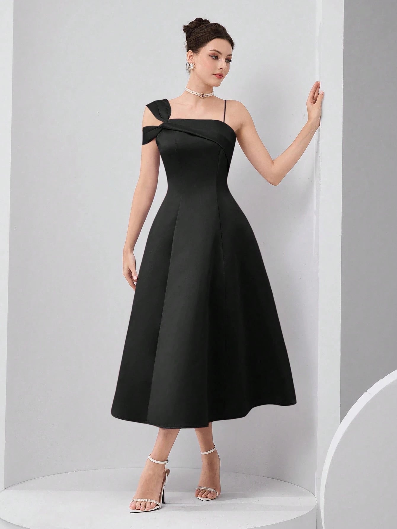 shein black dresses | Fashion Black Dresses Sleeve Length SHEIN Modelyn Women's Solid Color