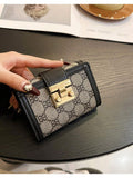 SHEIN New Arrival Women's Short Wallet With Black Flower Pattern Print Anti-Theft Card Holder