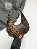 SHEIN New Fashion Leopard Print Crescent Shoulder Bag, Street Style, Trendy, Stylish, Versatile Crossbody Bag For Women,Trendy Leopard Print Bag