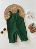 SHEIN Newborn Baby Boy/Girl Casual Corduroy Overalls With Cute Animal Ear Design, Versatile All-Match Style Fall Winter