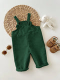 SHEIN Newborn Baby Boy/Girl Casual Corduroy Overalls With Cute Animal Ear Design, Versatile All-Match Style Fall Winter