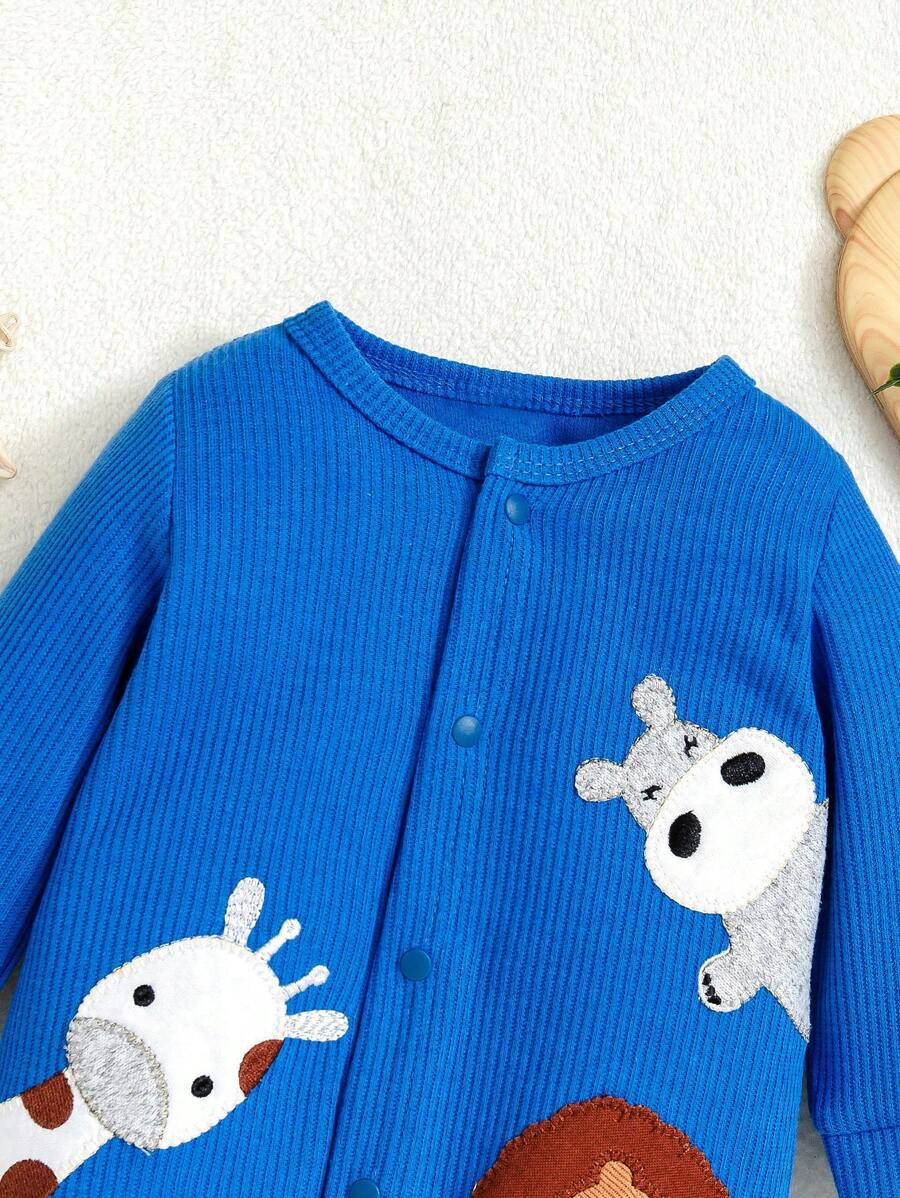  | SHEIN Newborn Baby Front Button Animal Print Casual Romper | Bodysuit | Shein | OneHub