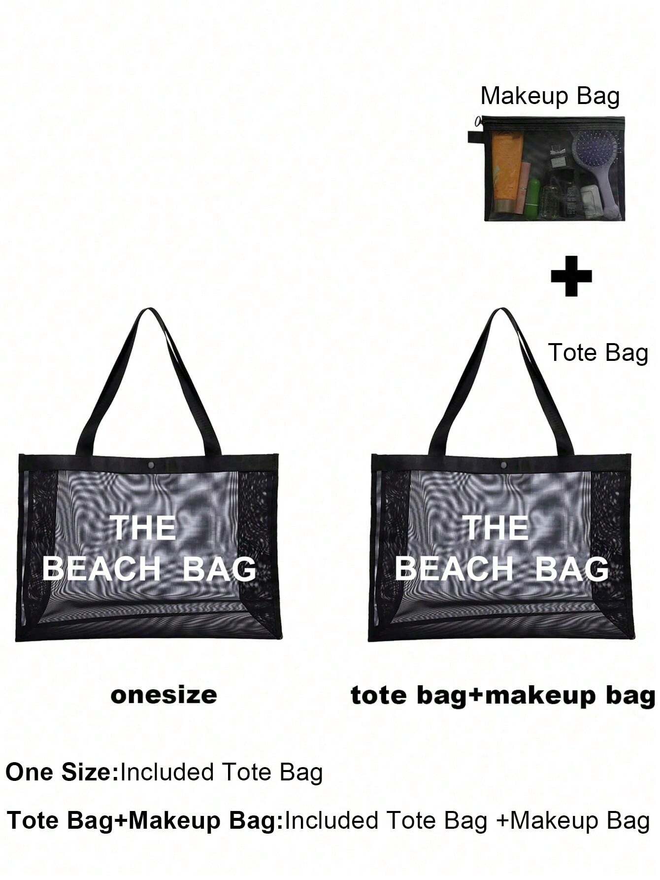  | SHEIN Nylon Material Alphabet Printed Beach Mesh Tote Bag With Beach Bag | Bags | Shein | OneHub