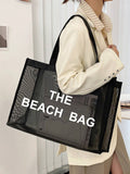  | SHEIN Nylon Material Alphabet Printed Beach Mesh Tote Bag With Beach Bag | Bags | Shein | OneHub