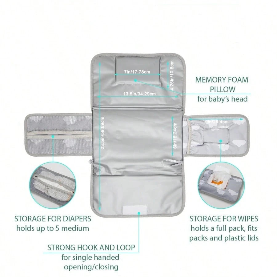 SHEIN Outdoor Travel Mommy Bag, Newborn Baby Gift Portable Diaper Changing Pad, Travel Baby Diaper Changing Mat With Wet Wipes Bag, Waterproof Portable Diaper Changing Pad For Newborn Baby Girl And Boy, Boho Rainbow Sun