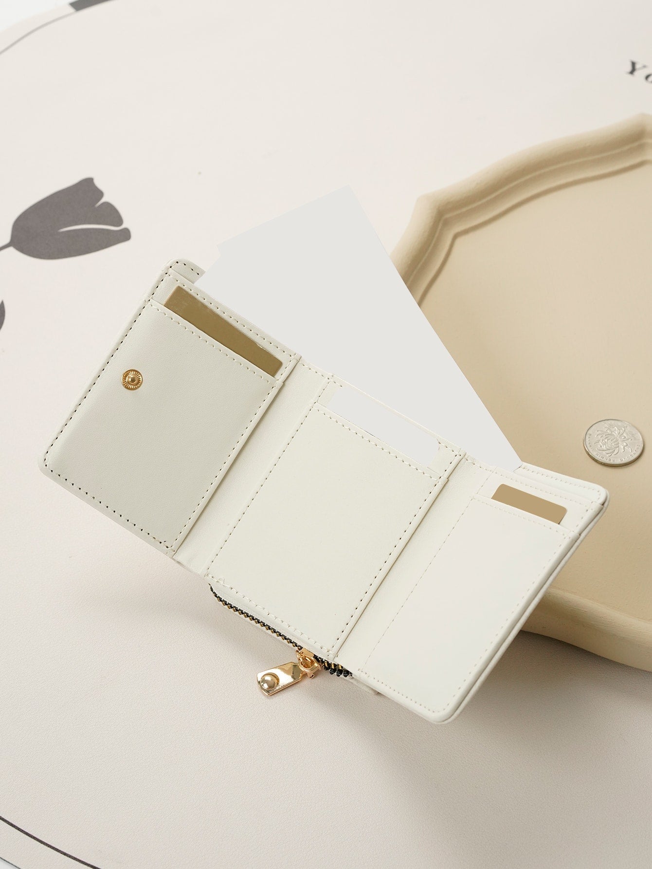  | SHEIN PU Small Wallet White Minimalist Coin Pocket Small Purse Bi-Fold Zipper Women Wallet Mini | Wallet | Shein | OneHub