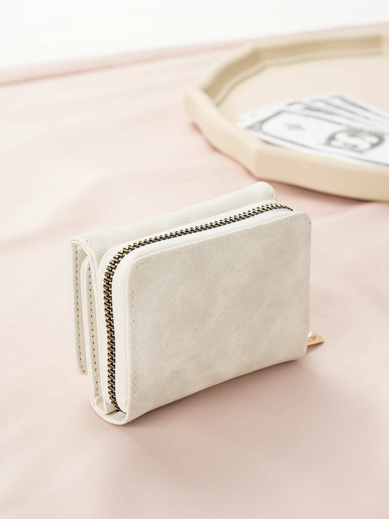  | SHEIN PU Small Wallet White Minimalist Coin Pocket Small Purse Bi-Fold Zipper Women Wallet Mini | Wallet | Shein | OneHub
