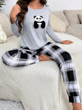  | SHEIN Panda Embroidery Tee & Plaid Print Pants PJ Set | PJ Set | Shein | OneHub