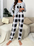  | SHEIN Panda Embroidery Tee & Plaid Print Pants PJ Set | PJ Set | Shein | OneHub