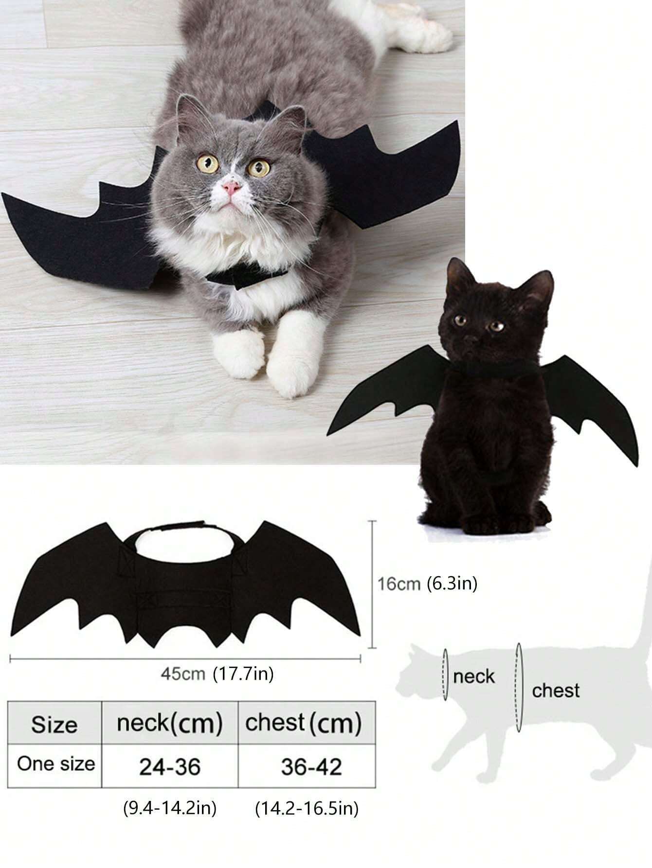  | SHEIN Pet Costume Bat Wings For Dogs And Cats, Black Color, Cool Halloween Bat Transformation Outfit | Dress | Shein | OneHub