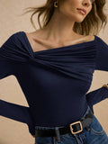 SHEIN Poéselle Women Plain Long Sleeve Casual T-Shirt