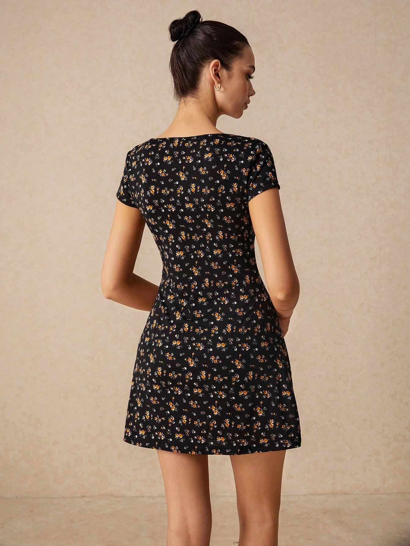 SHEIN Poselle Women's Fashion Sweet V-Neck Floral Print A-Line Dress | Dress | OneHub SHEIN Poselle Women's Fashion Sweet V-Neck Floral Print A-Line Dress | Dress | OneHub