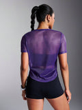  | SHEIN Powerista Simple Solid Color Hollow Breathable Short-Sleeved Sports T-Shirt | Sports Tee | Shein | OneHub