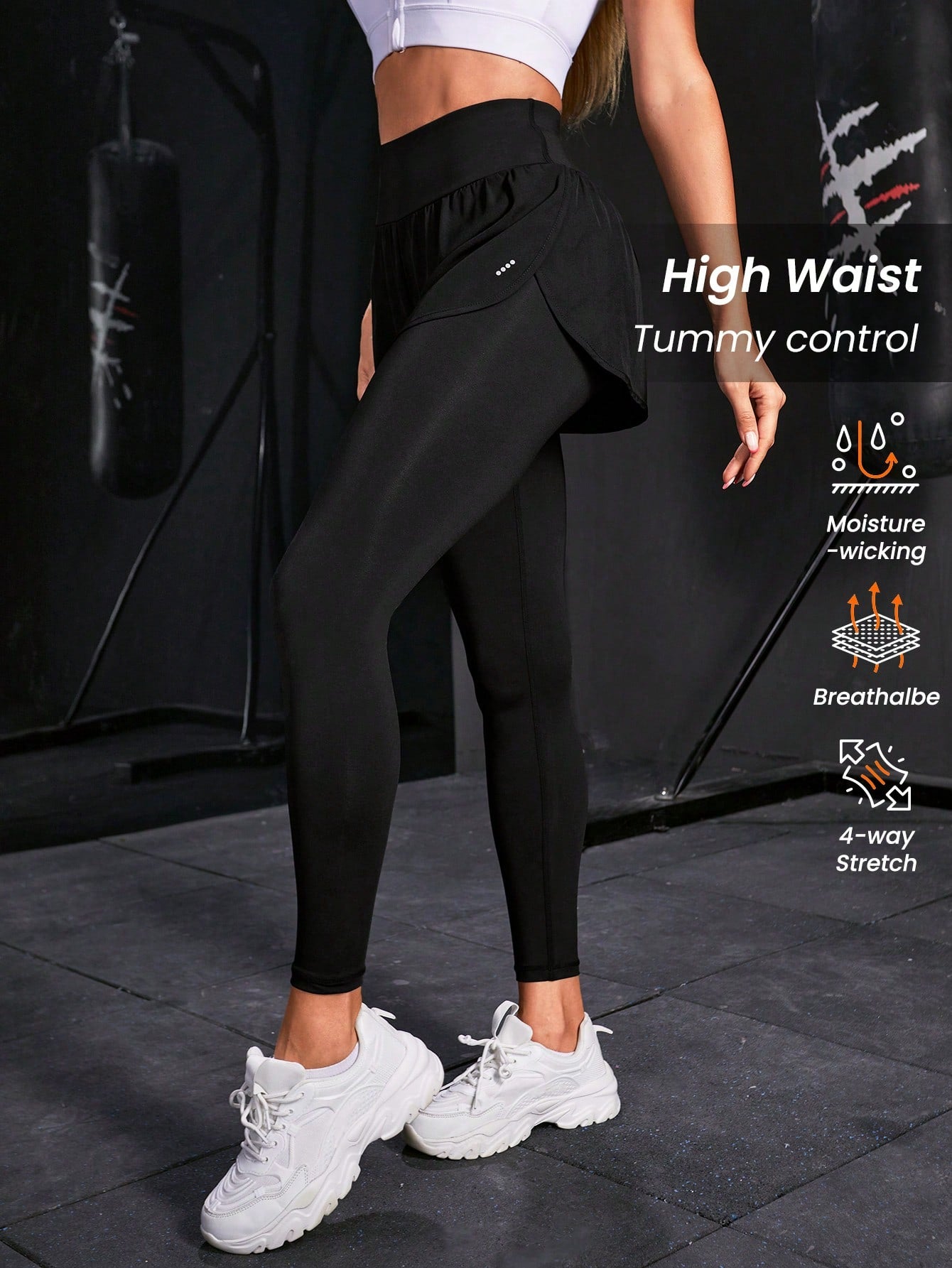 SHEIN  Powerista Solid 2 In 1 Sports Leggings Yoga Women Pants