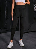 SHEIN  Powerista Solid 2 In 1 Sports Leggings Yoga Women Pants