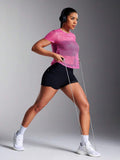  | SHEIN Powerista Solid Color Mesh Breathable See-Through Short Sleeve Sports T-Shirt | Sports Tee | Shein | OneHub