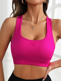 SHEIN Powerista Solid Racer Back Sports Bra