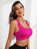 SHEIN Powerista Solid Racer Back Sports Bra