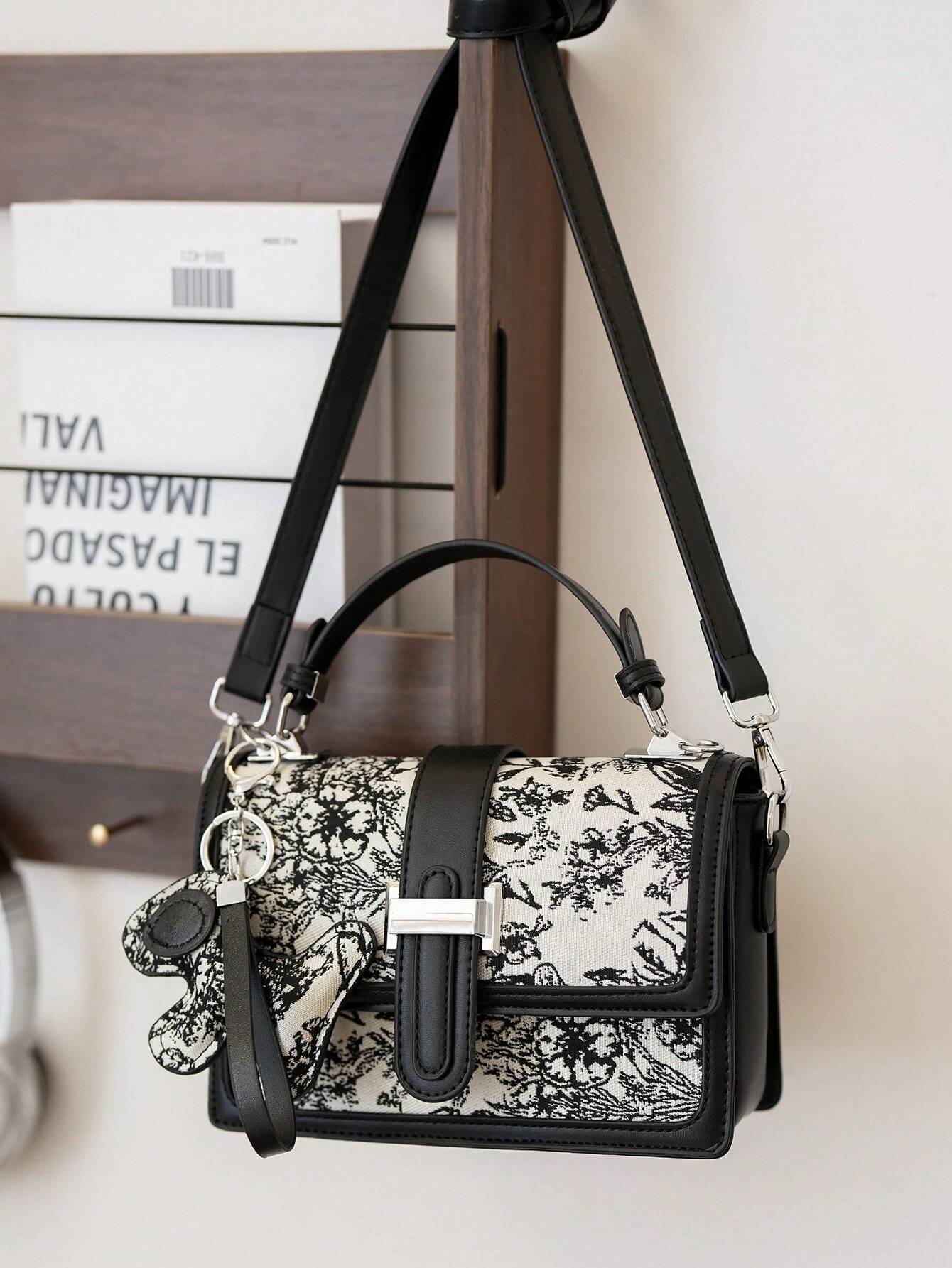  | SHEIN Printed Classic Style Double Layer Women's Gift Handheld Mini Square Bag With Strap & Pendant | Bags | Shein | OneHub