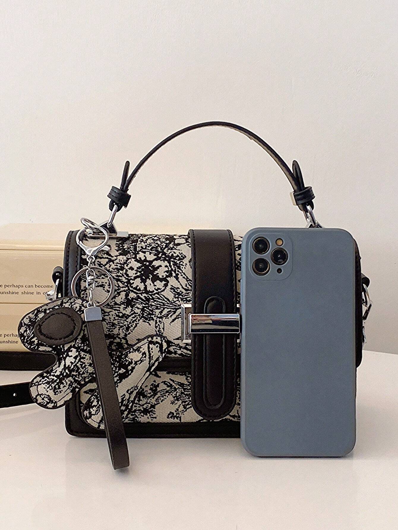  | SHEIN Printed Classic Style Double Layer Women's Gift Handheld Mini Square Bag With Strap & Pendant | Bags | Shein | OneHub