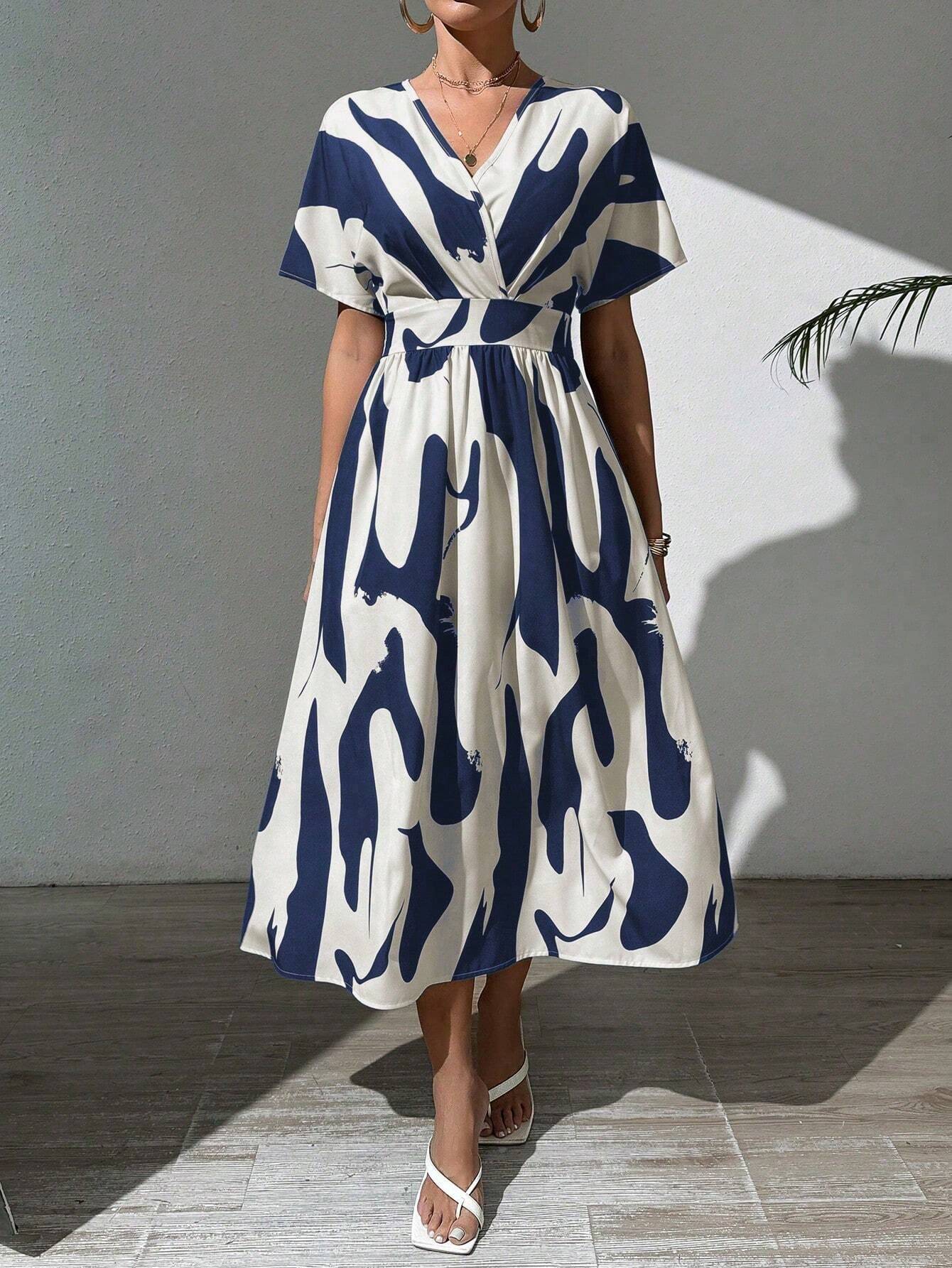 SHEIN Rafferiza Summer Casual A-Line V-Neck Batwing Sleeve Printed Dre | Dress | OneHub SHEIN Rafferiza Summer Casual A-Line V-Neck Batwing Sleeve Printed Dre | Dress | OneHub