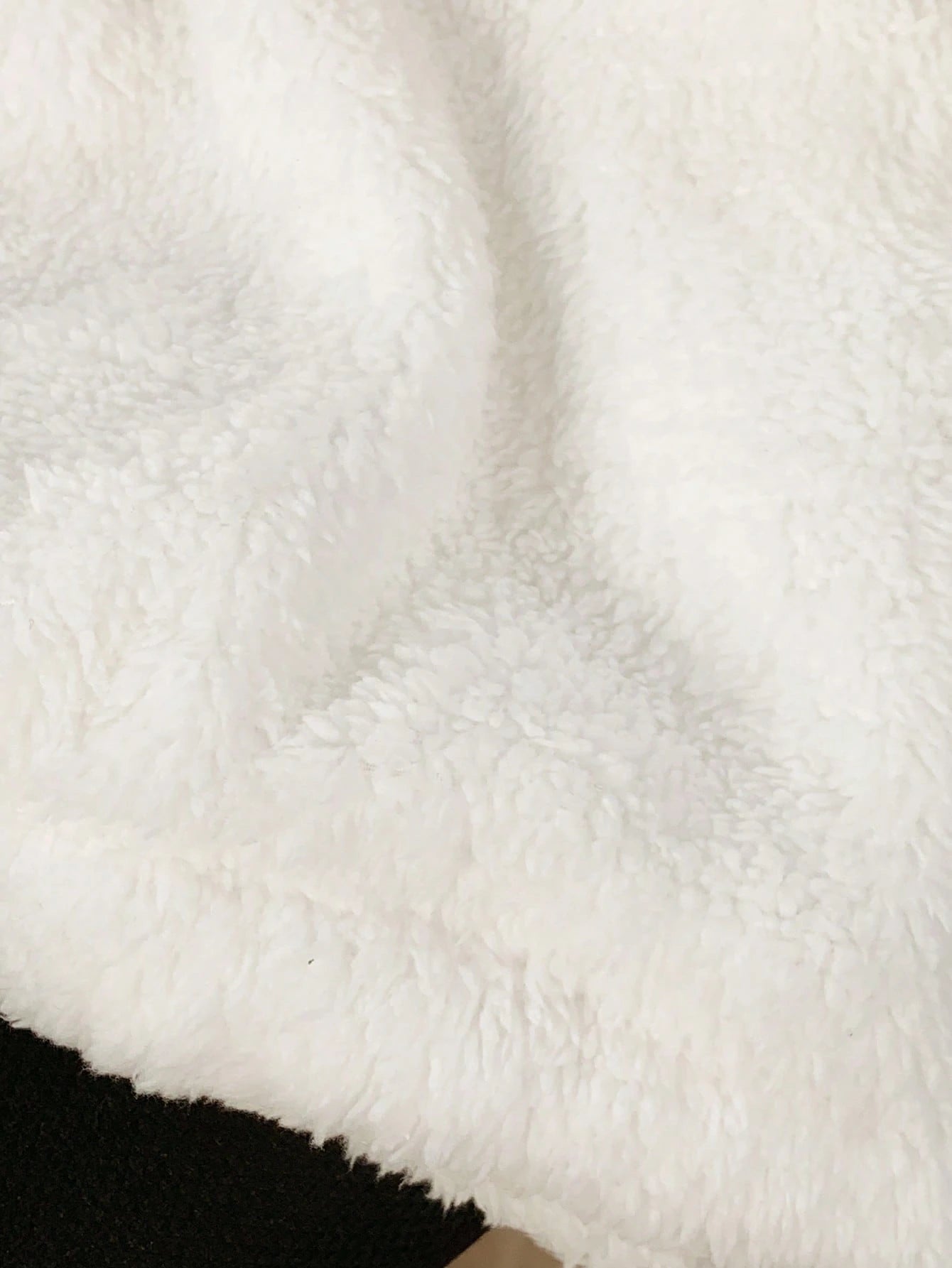 SHEIN Resyla Women's Off-White Oversized Imitation Lamb Wool Hooded Sweatshirt,Winter Warm Soft Hoodie For Everyday Work,Commuting,Date & Home Wear