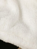 SHEIN Resyla Women's Off-White Oversized Imitation Lamb Wool Hooded Sweatshirt,Winter Warm Soft Hoodie For Everyday Work,Commuting,Date & Home Wear