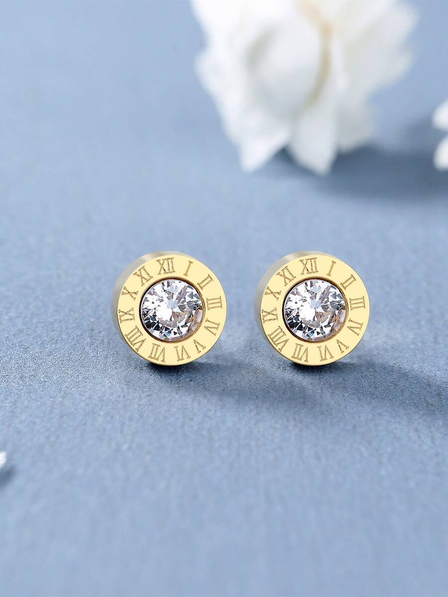  | SHEIN Rhinestone Decor Round Stud Earrings | Ring | Shein | OneHub