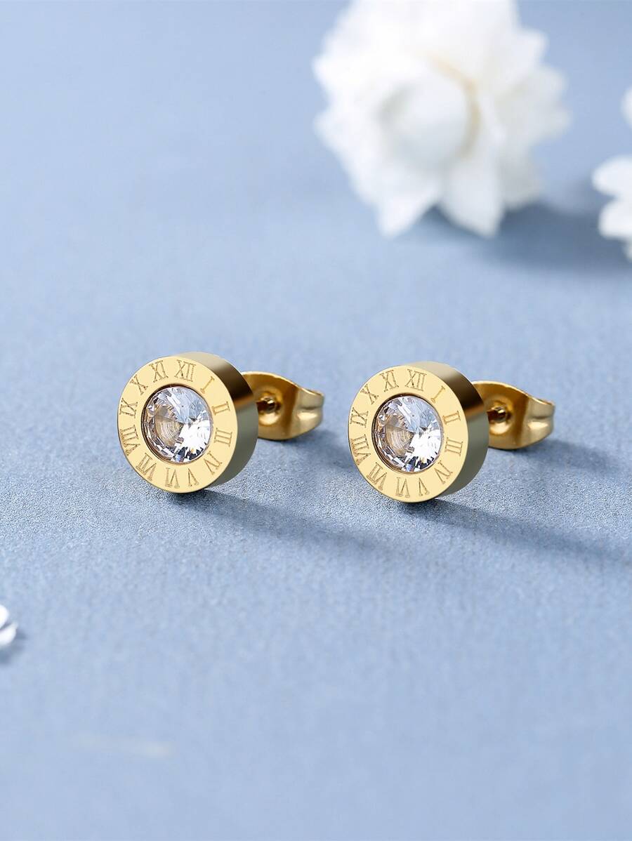  | SHEIN Rhinestone Decor Round Stud Earrings | Ring | Shein | OneHub