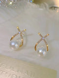  | SHEIN Rhinestone & Faux Pearl Decor Stud Earrings | Earrings | Shein | OneHub