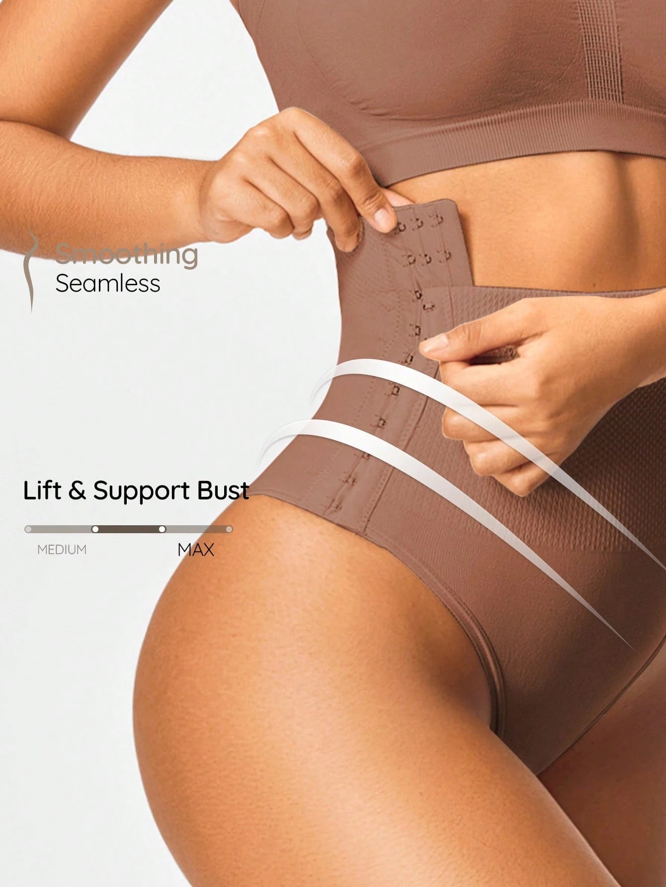 SHEIN SHAPORA Women's High Waist Side Button Shaping Thong Panty